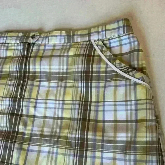 Izod CoolFX Tennis Golf Skirt with under shorts yellow brown plaid size 12 skort - Picture 2 of 13